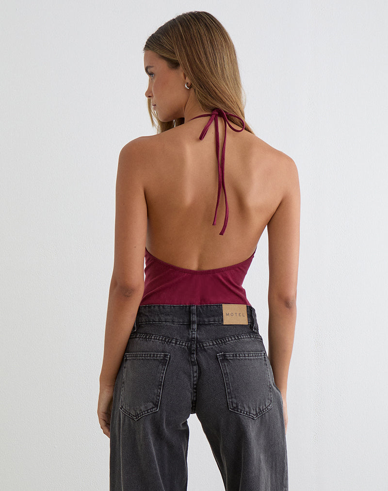 Immagine del body Kitty Deep Plunge in bordeaux