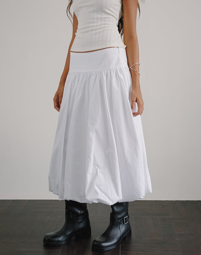 Maxi gonna Kiyono in popeline bianco