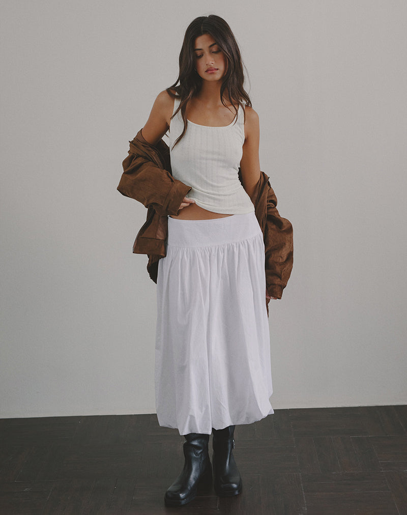 Maxi gonna Kiyono in popeline bianco