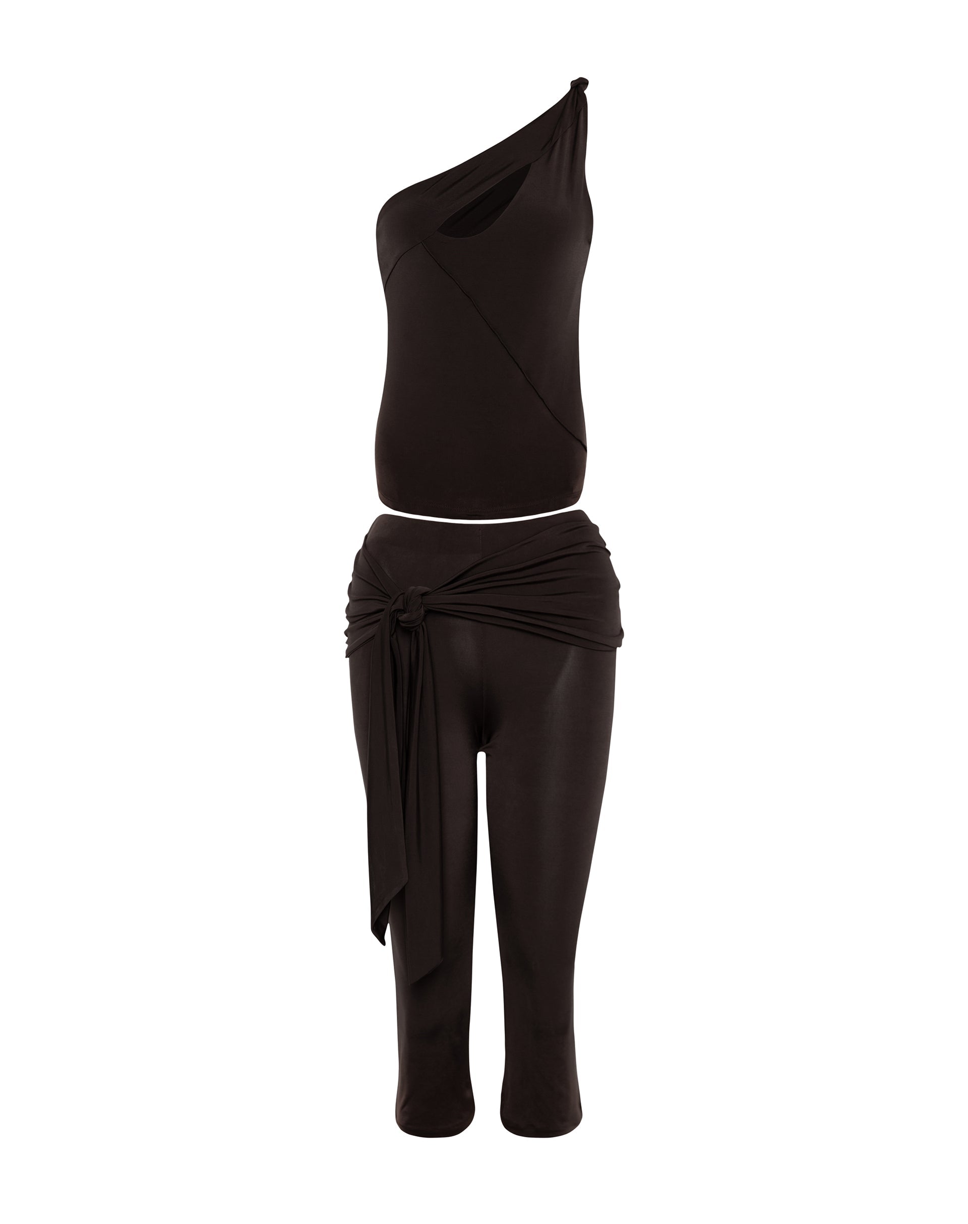Immagine di Effy Pantaloni Capri con cintura in vita in Mocca
