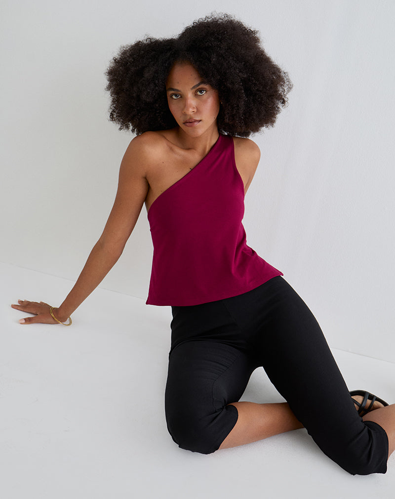 Top Klazari in jersey di rayon bordeaux
