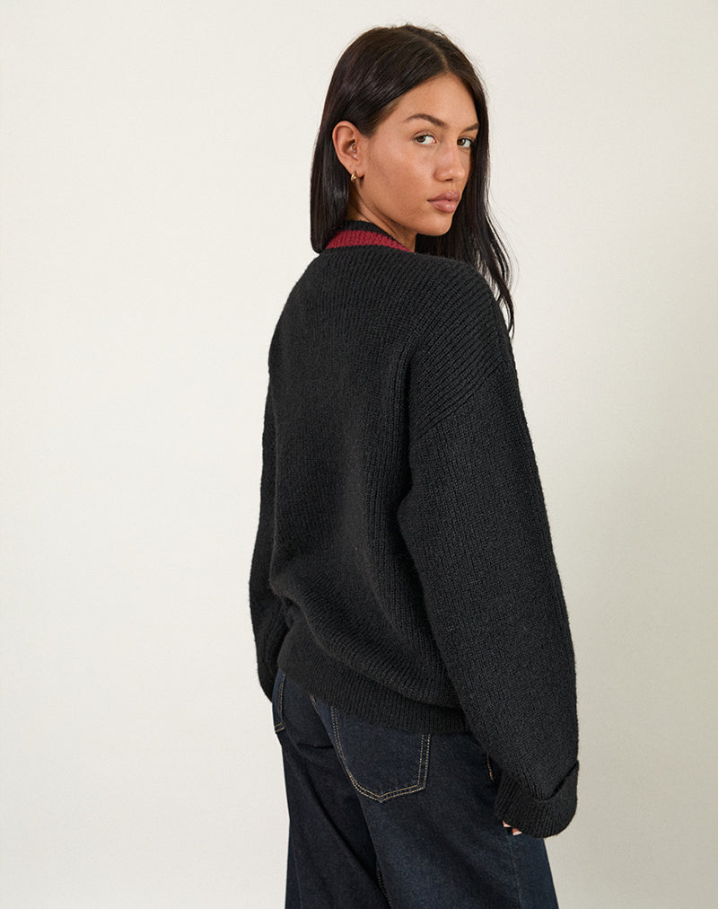 Maglione Knitza nero a righe rosse