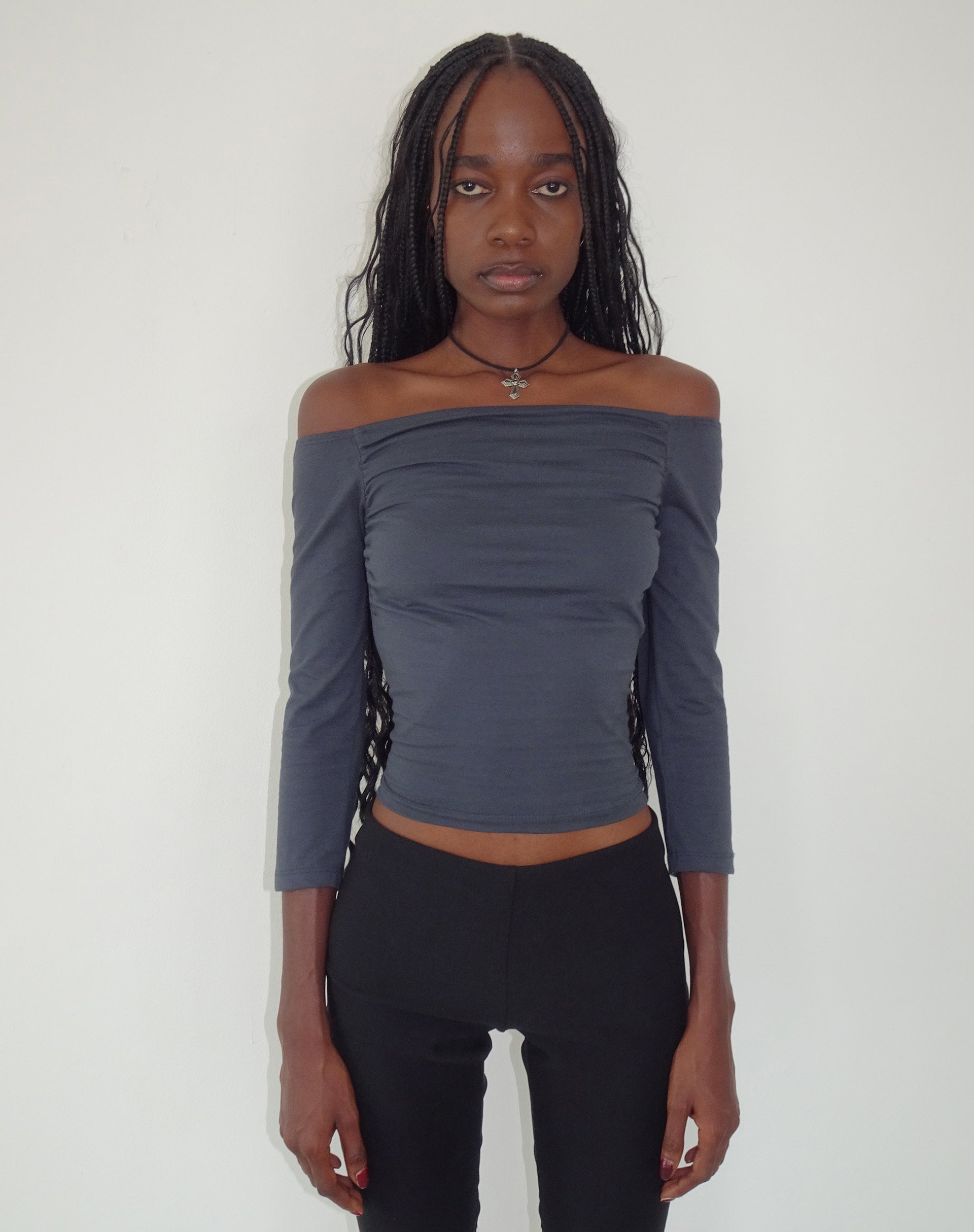 Immagine di Koby Off Shoulder Bardot Top in Ocean Storm