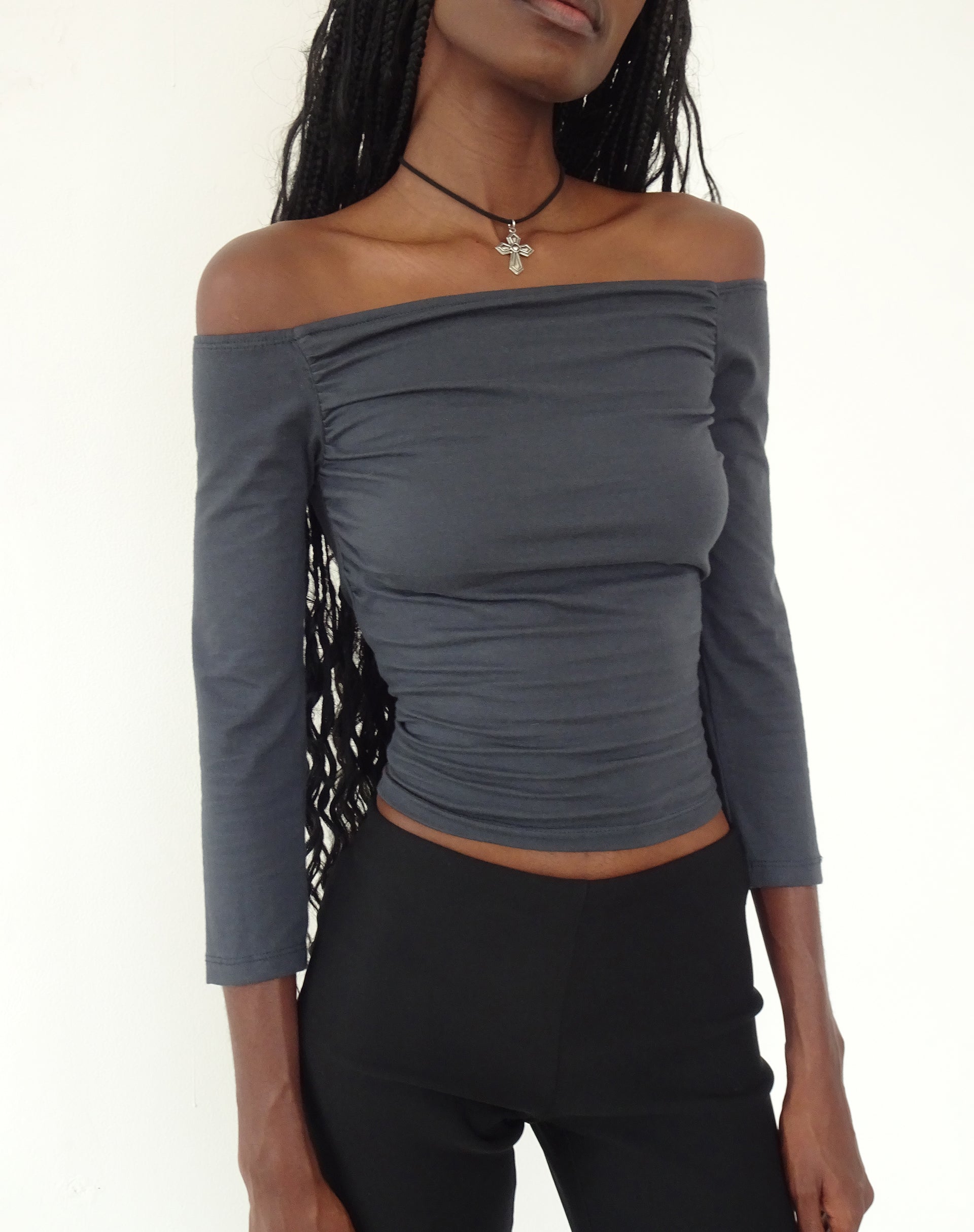 Immagine di Koby Off Shoulder Bardot Top in Ocean Storm