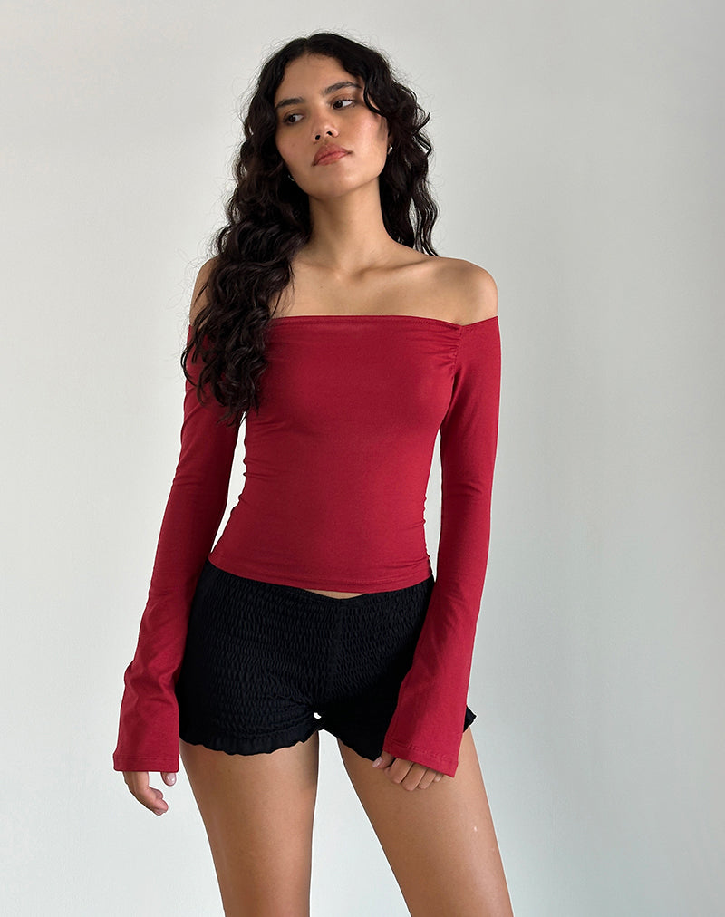 Top Korby a maniche lunghe in rosso Adrenalina