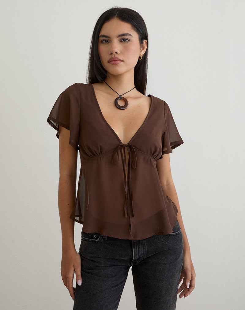 Immagine di Kota Top camicetta in chiffon marrone