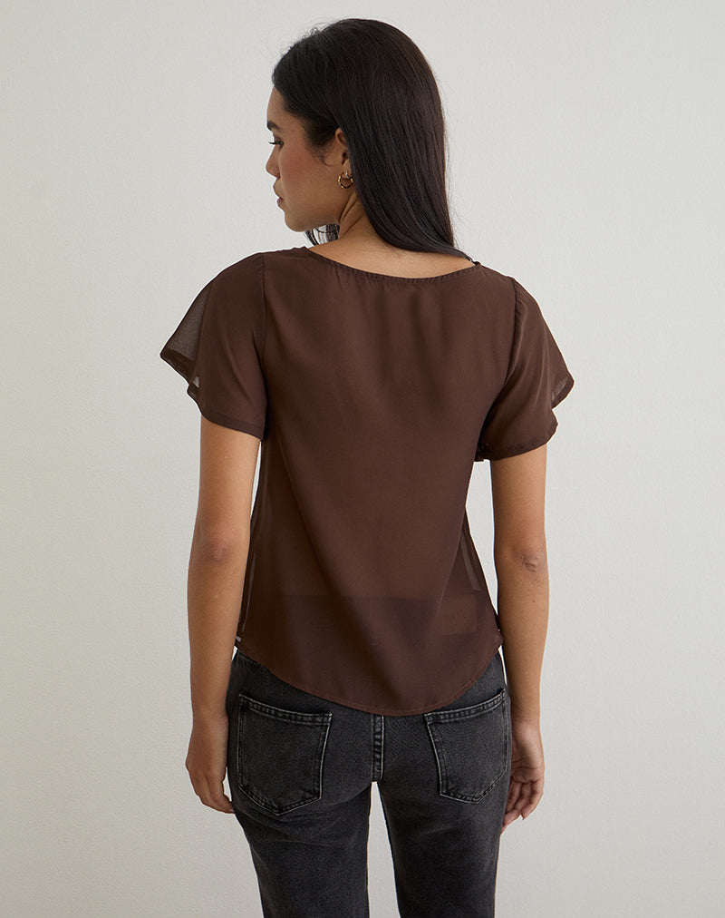 Immagine di Kota Top camicetta in chiffon marrone