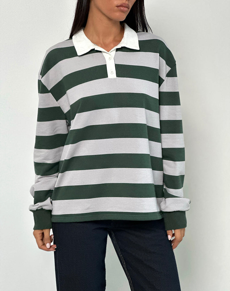 Immagine di Kumara Rugby Shirt in verde, kaki e bianco