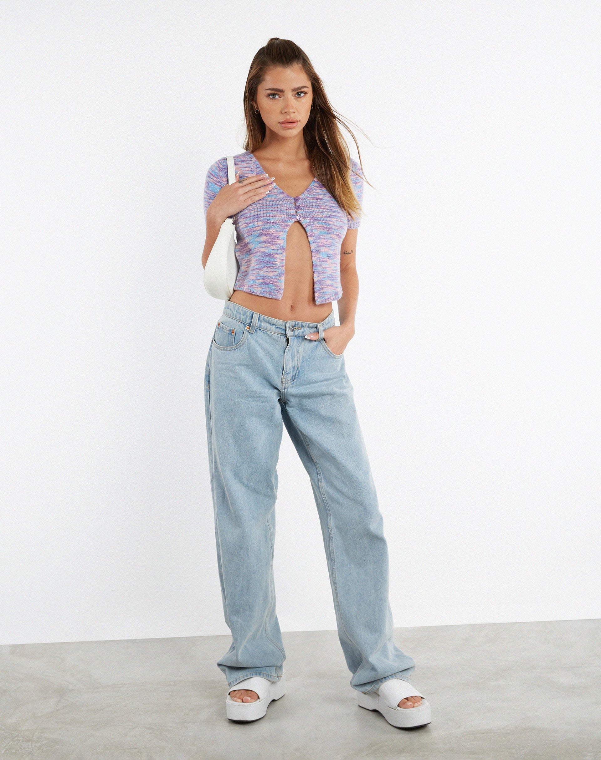 immagine di MOTEL X JACQUIE Kusha Crop Top in maglia Mix Space Dye Lilla
