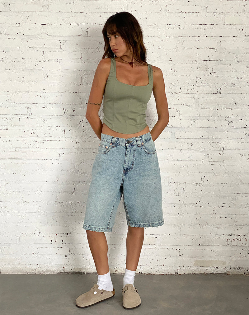 immagine di Short Skater a vita bassa in denim Bleach