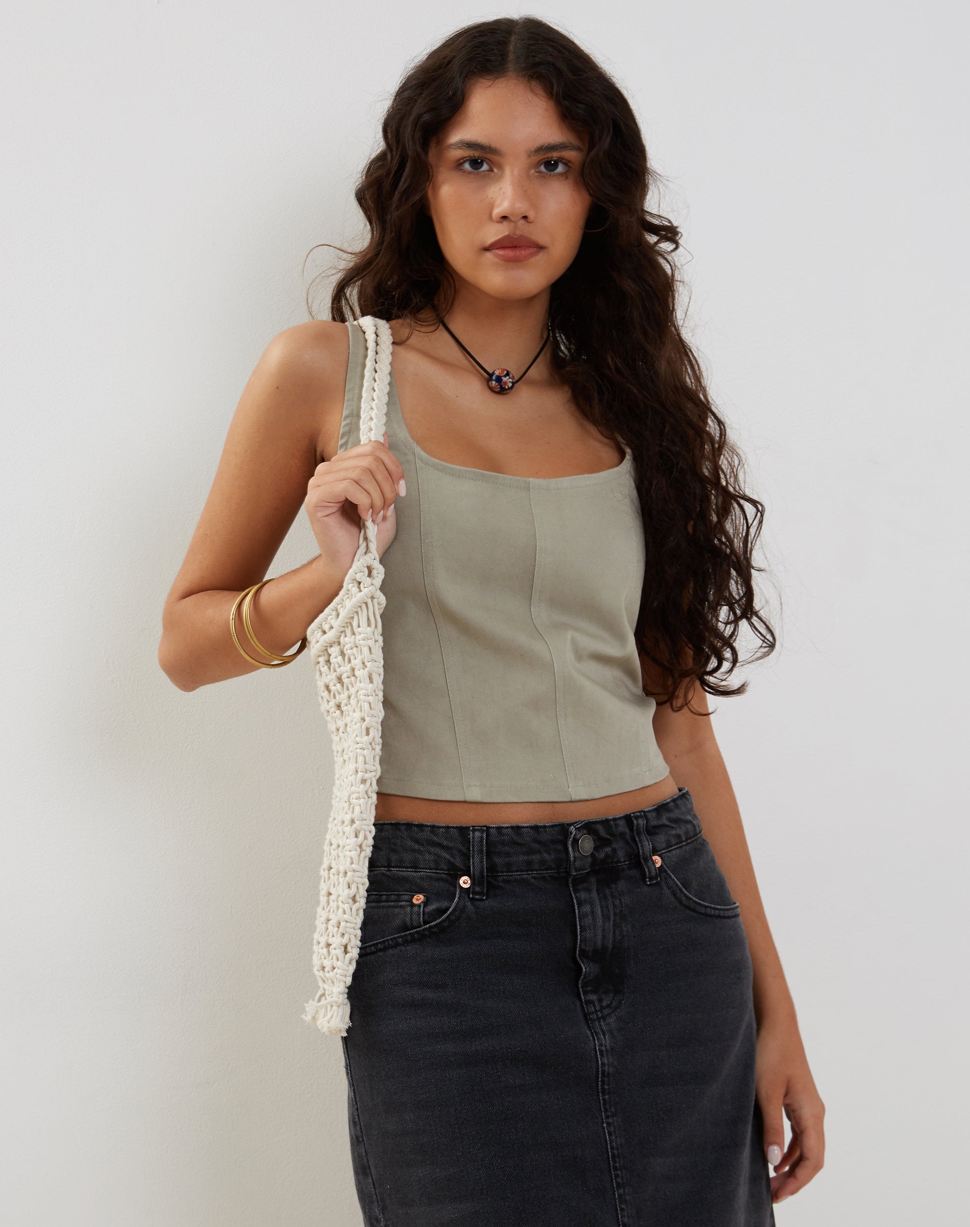 immagine di Kye Corset Top in grigio cenere