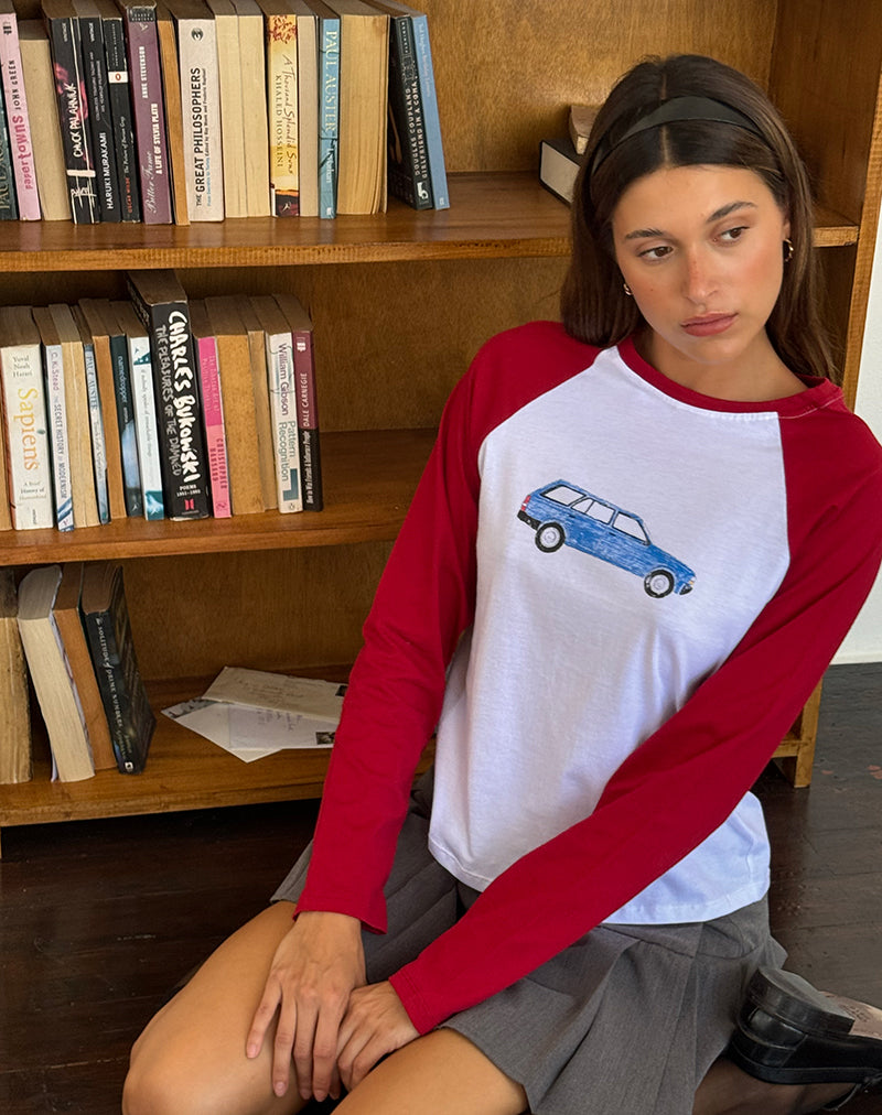 Top Kyiato con stampa auto rosso adrenalina
