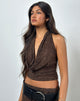Immagine di Kylo Halter Top in maglia jacquard marrone scuro