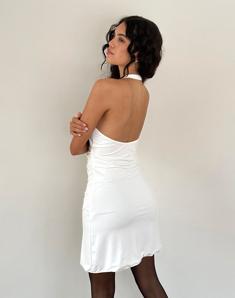 Immagine di Kyrie Halterneck Wrap Dress in Avorio Slinky