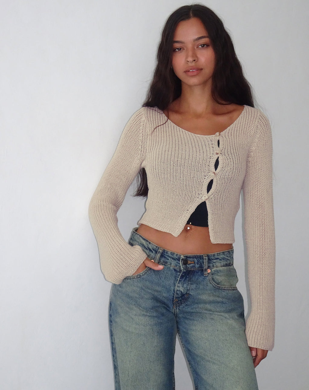 Kazayo - Top in maglia a maniche lunghe, naturale
