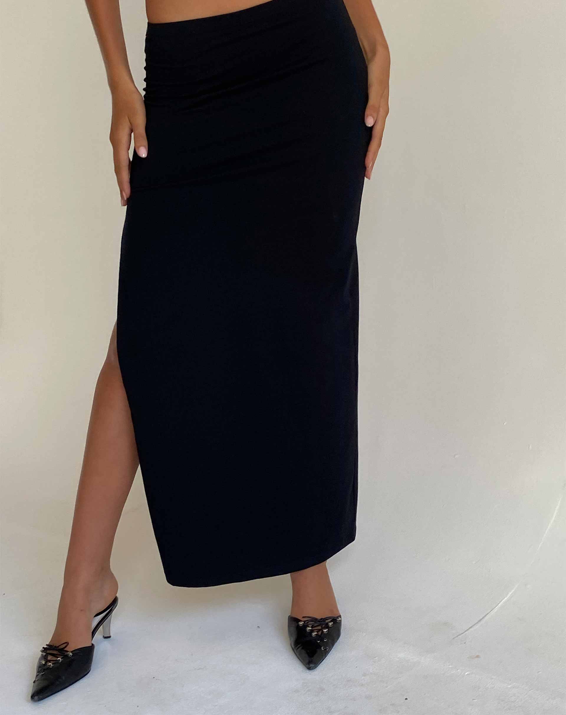 immagine di Stusie Split Hem Maxi Skirt in nero