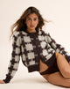 Immagine di Anzio Cardigan in maglia a quadri marrone