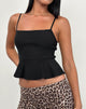 Immagine di Lajita Peplum Top in tessuto sartoriale stretch Nero