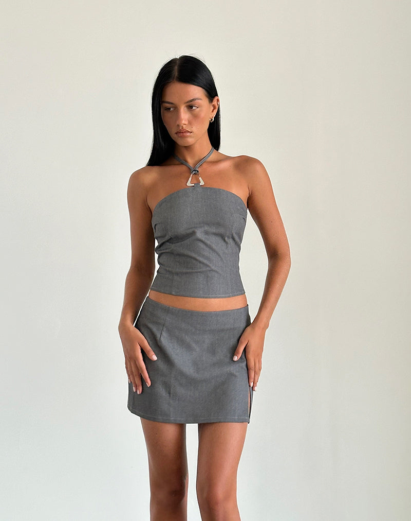 Immagine di Pamela Mini Skirt in Charcoal sartoriale