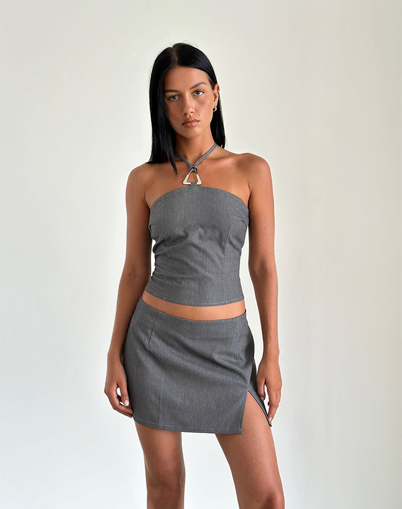 Immagine di Pamela Mini Skirt in Charcoal sartoriale