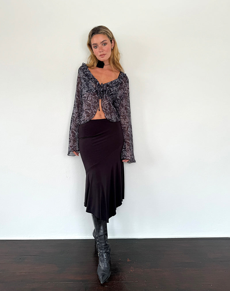 Immagine del cardigan Lakota con stampa barocca nera