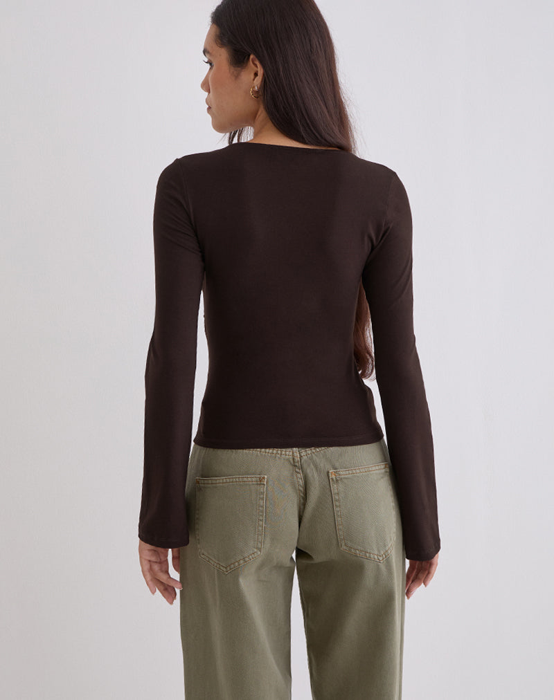 Image of Lamae Wrap Top in Bitter Chocolate