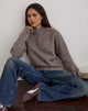 Immagine di Lamara Quater Zip Jumper in marrone scuro Marl