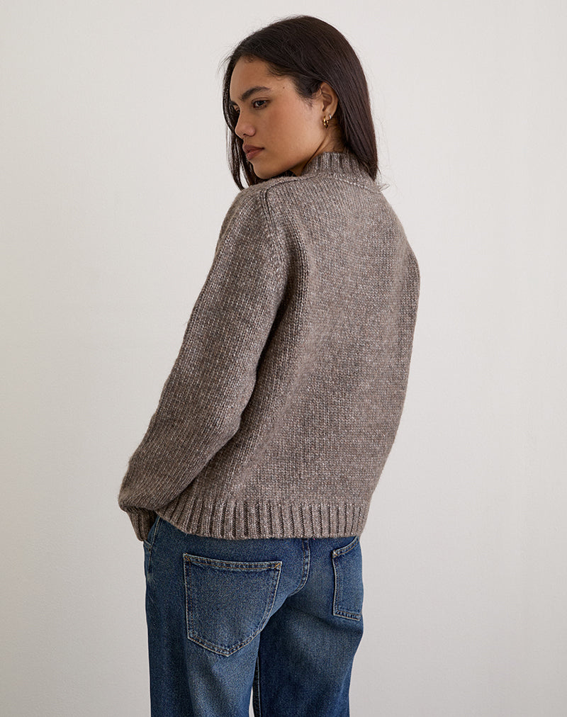 Immagine di Lamara Quater Zip Jumper in marrone scuro Marl