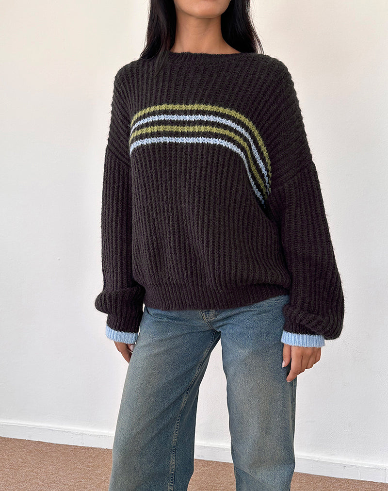 Immagine di Lamees Jumper in maglia marrone con righe