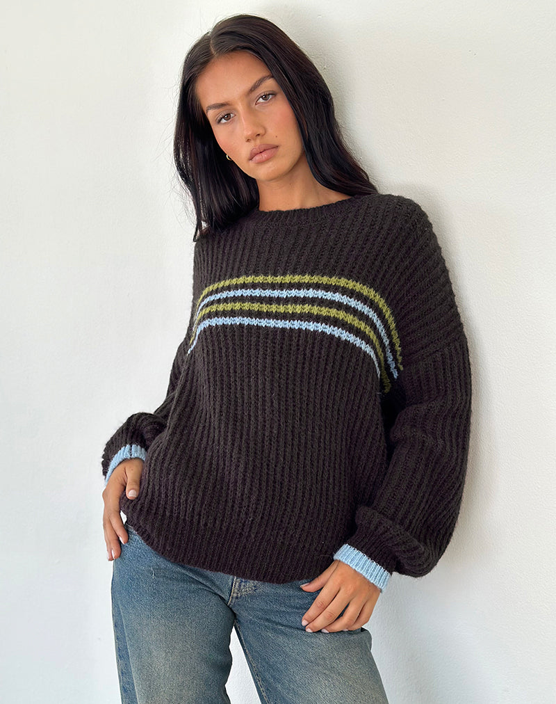 Immagine di Lamees Jumper in maglia marrone con righe