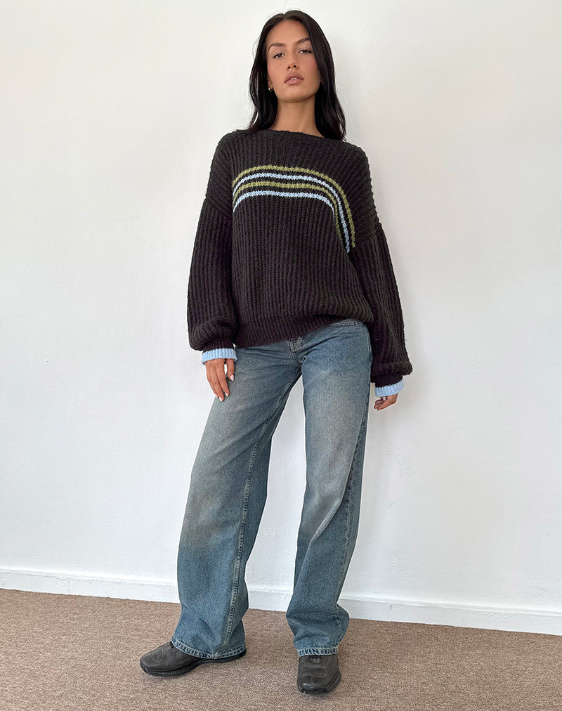 Immagine di Lamees Jumper in maglia marrone con righe