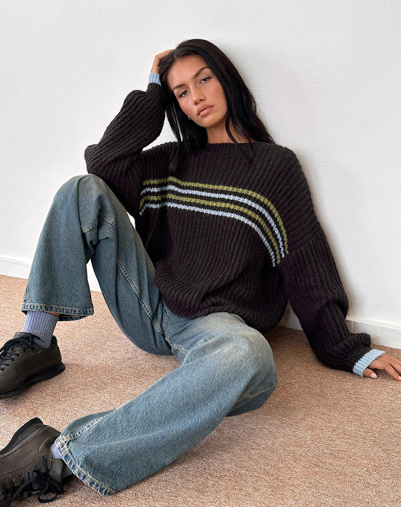 Immagine di Lamees Jumper in maglia marrone con righe