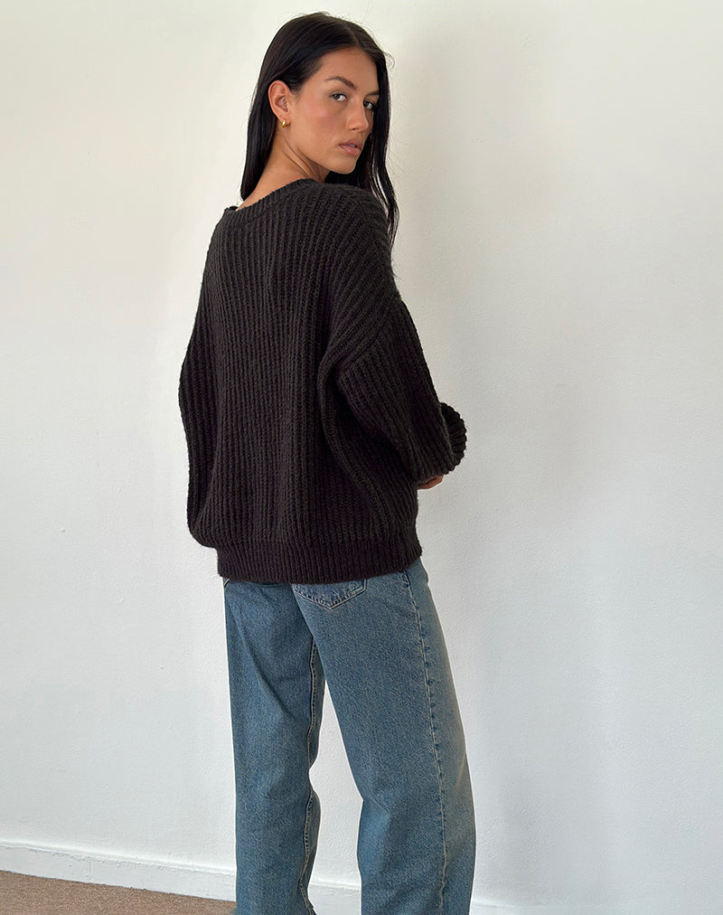 Immagine di Lamees Jumper in maglia marrone con righe