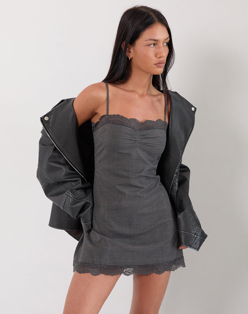 Mini abito Larna in grigio sartoriale a quadri