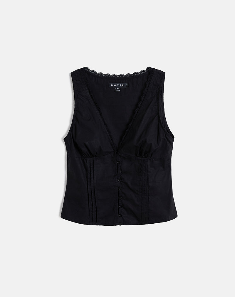 Immagine di Lasily Top corsetto con scollo a V in nero