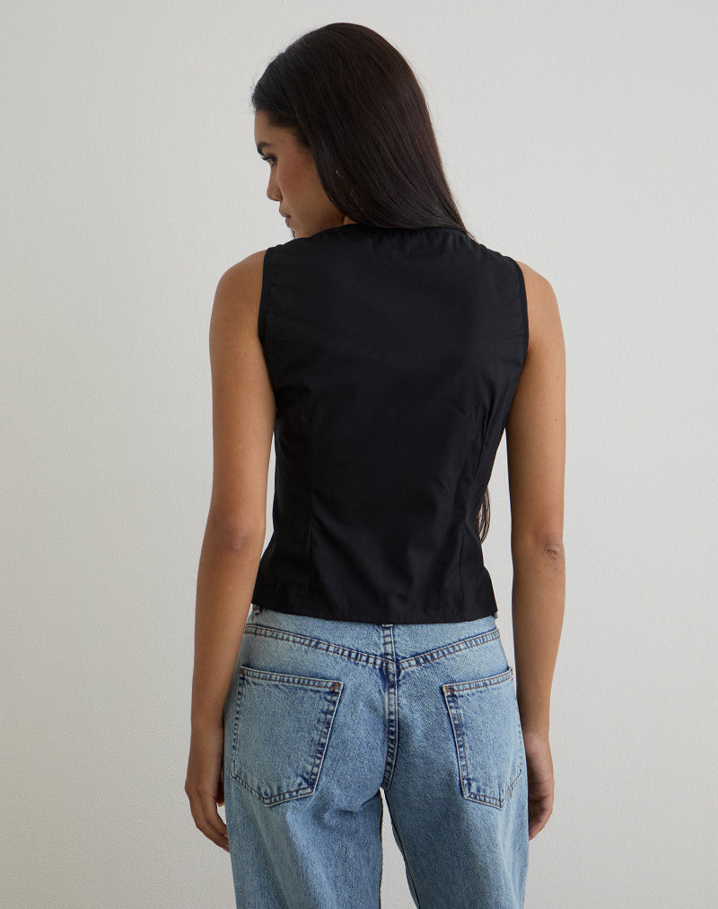Immagine di Lasily Top corsetto con scollo a V in nero