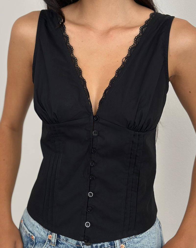Immagine di Lasily Top corsetto con scollo a V in nero