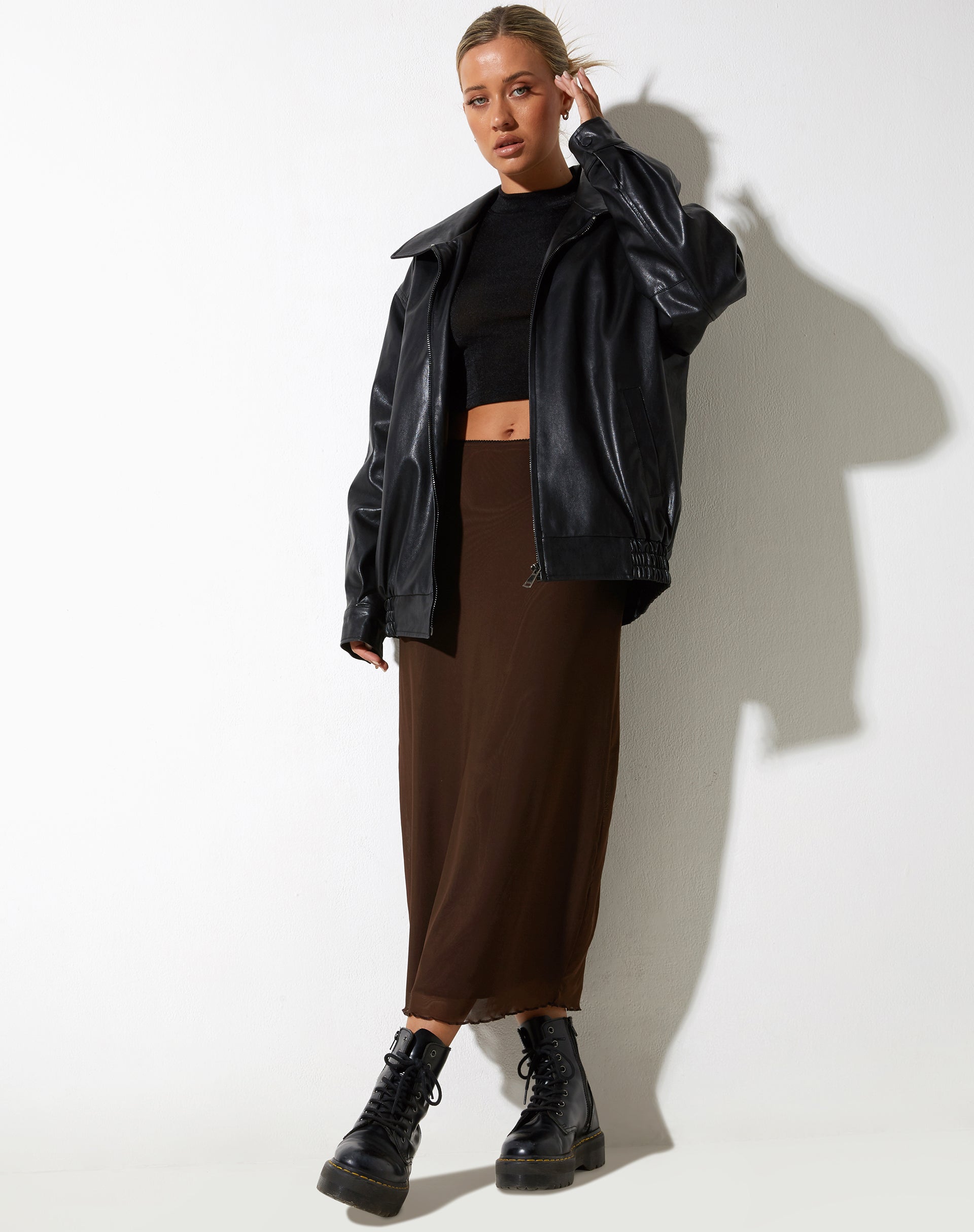 immagine di Lassie Midi Skirt in maglia marrone