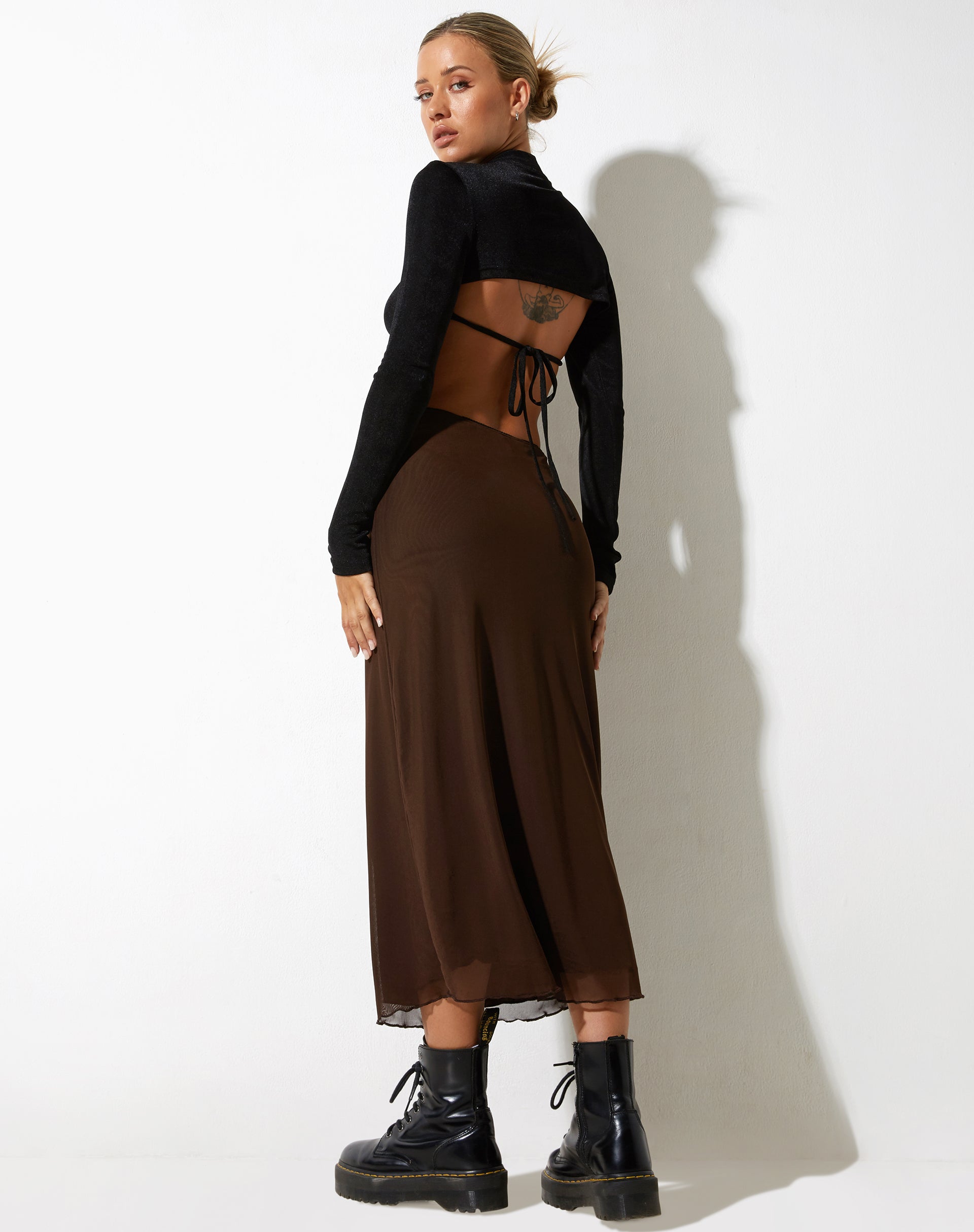immagine di Lassie Midi Skirt in maglia marrone