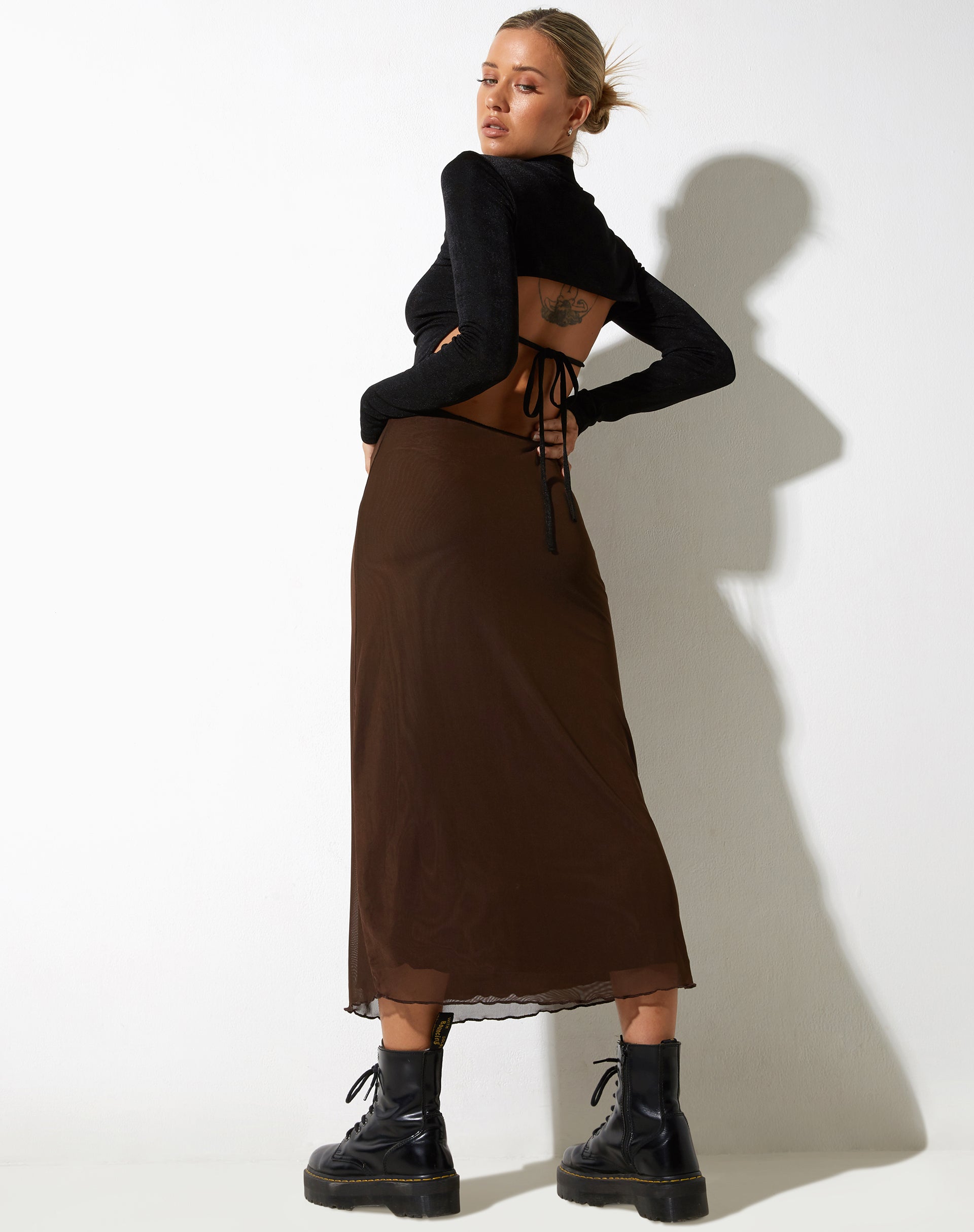 immagine di Lassie Midi Skirt in maglia marrone
