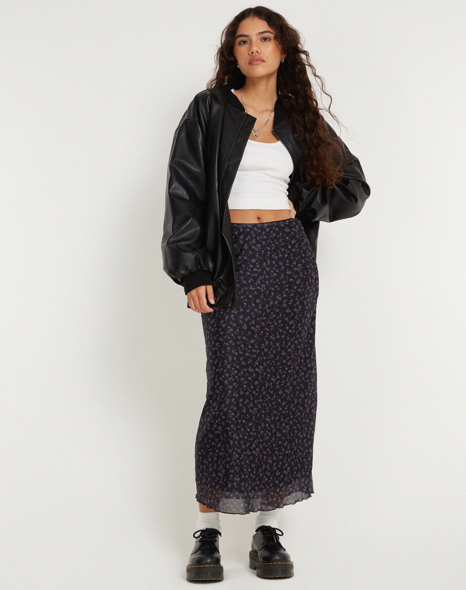 immagine di Lassie Maxi Skirt in Dark Ditsy Rose Black