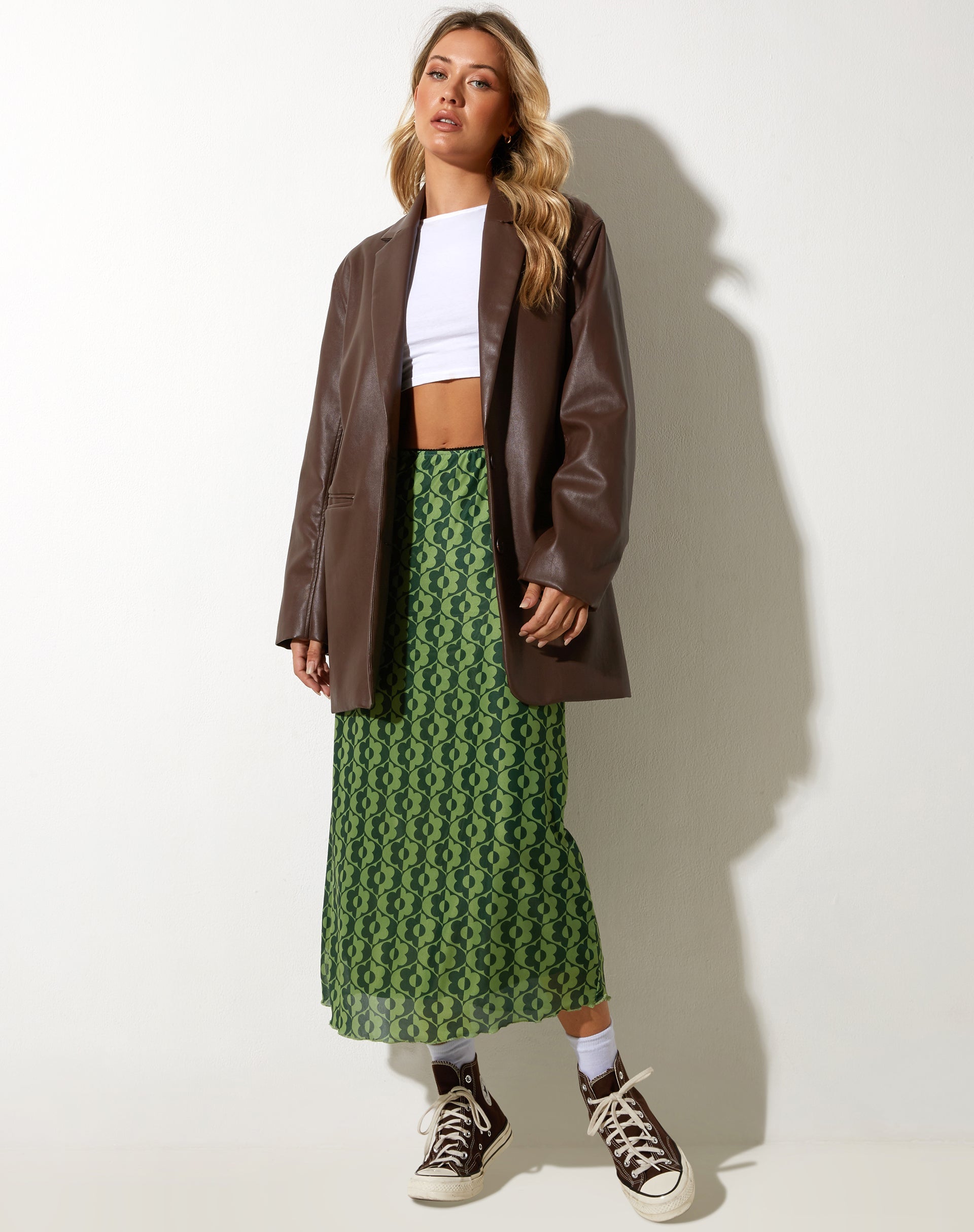 immagine di Lassie Midi Skirt in verde margherita ondulato