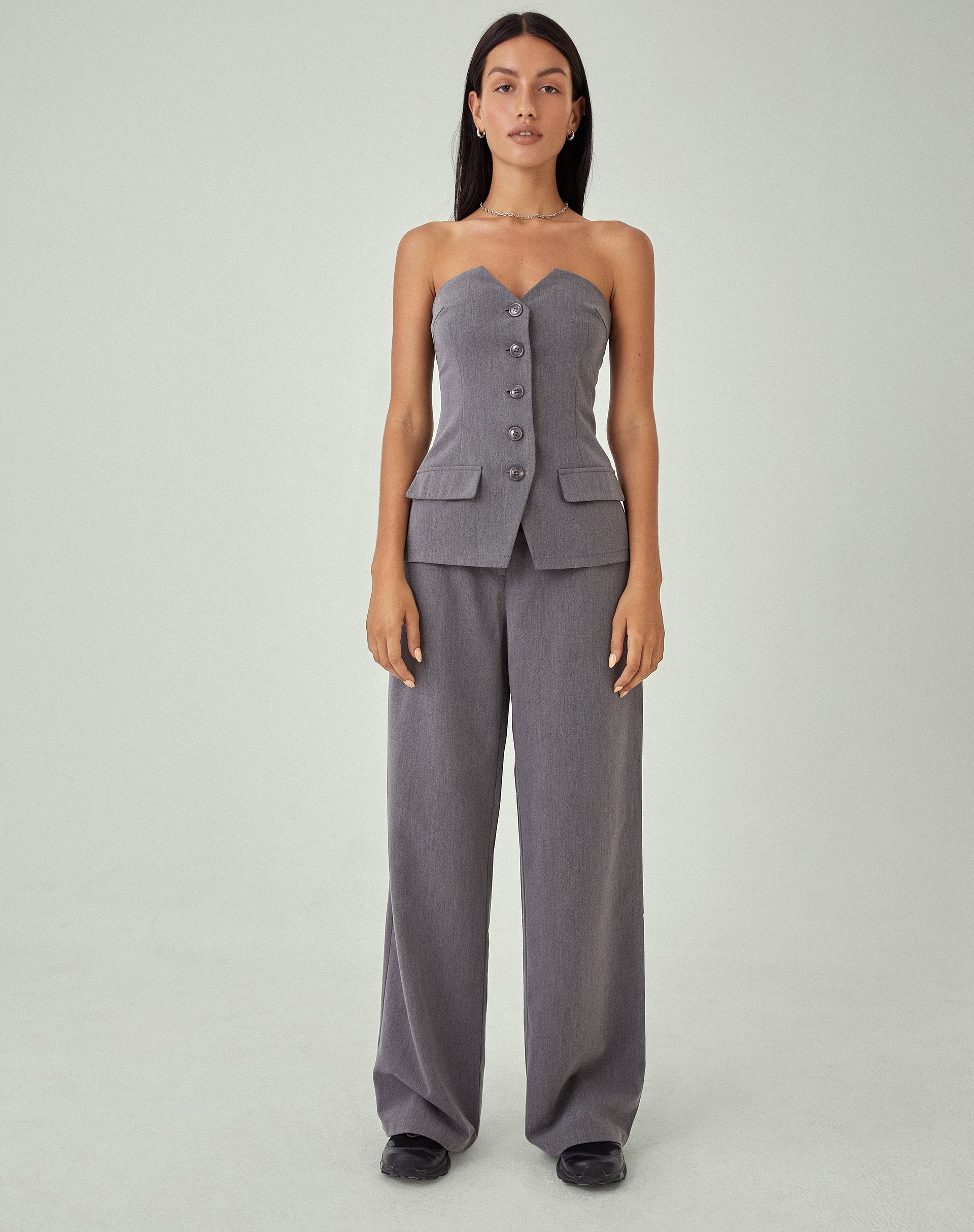 immagine di MOTEL X JACQUIE Lavan Corsetto Top in Charcoal