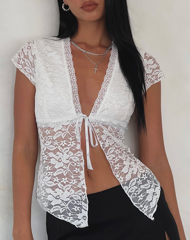 Immagine di Lavanya Butterfly Top in pizzo bianco
