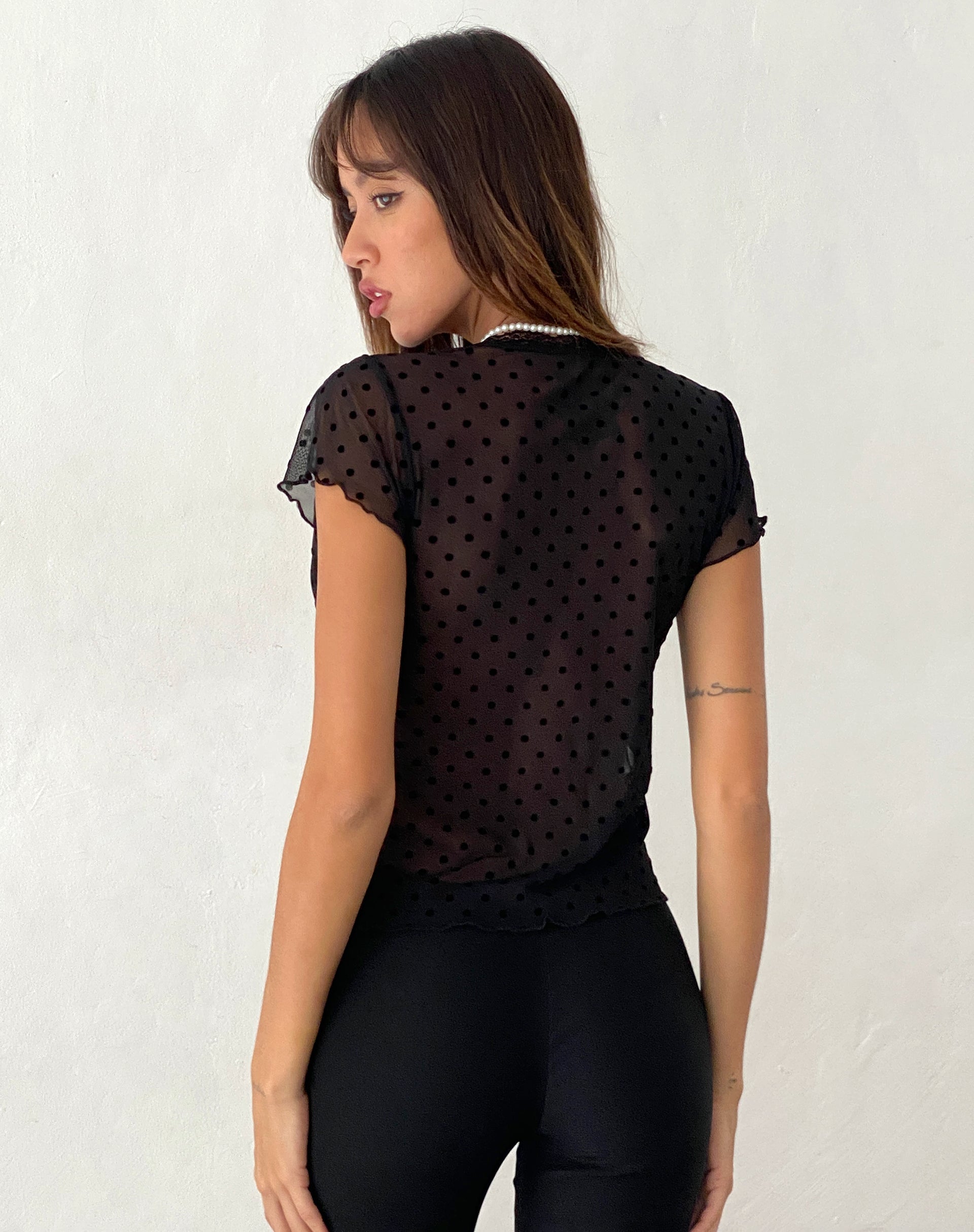 Immagine di Lavanya Butterfly Top in Polka Black Flock