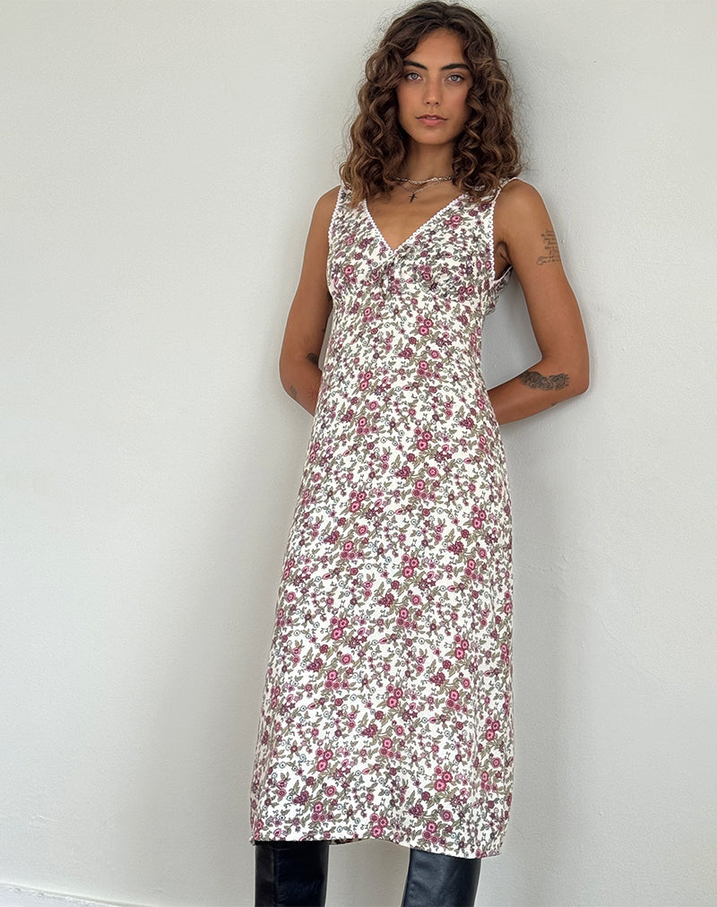 Vestito Lavisha Midi in Vintage Bloom Avorio