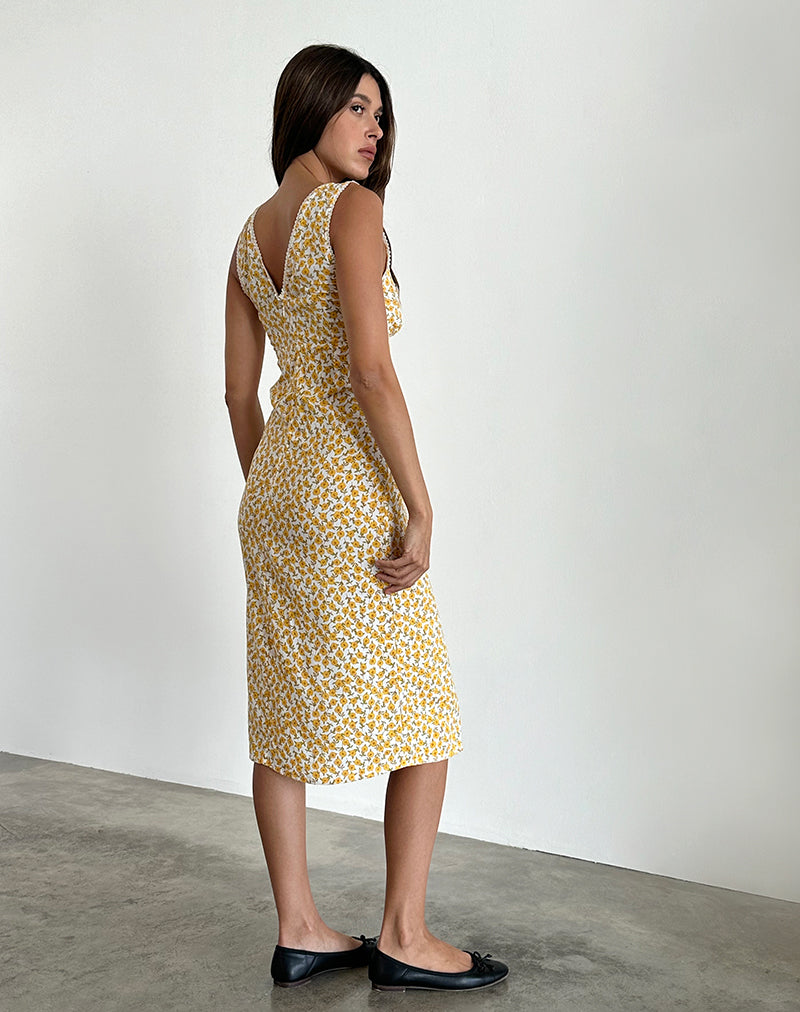Immagine di Lavisha Midi Dress in giallo Cosmos Garden