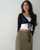 Immagine di Nocta Crop Top a maniche lunghe in maglia a trama nera