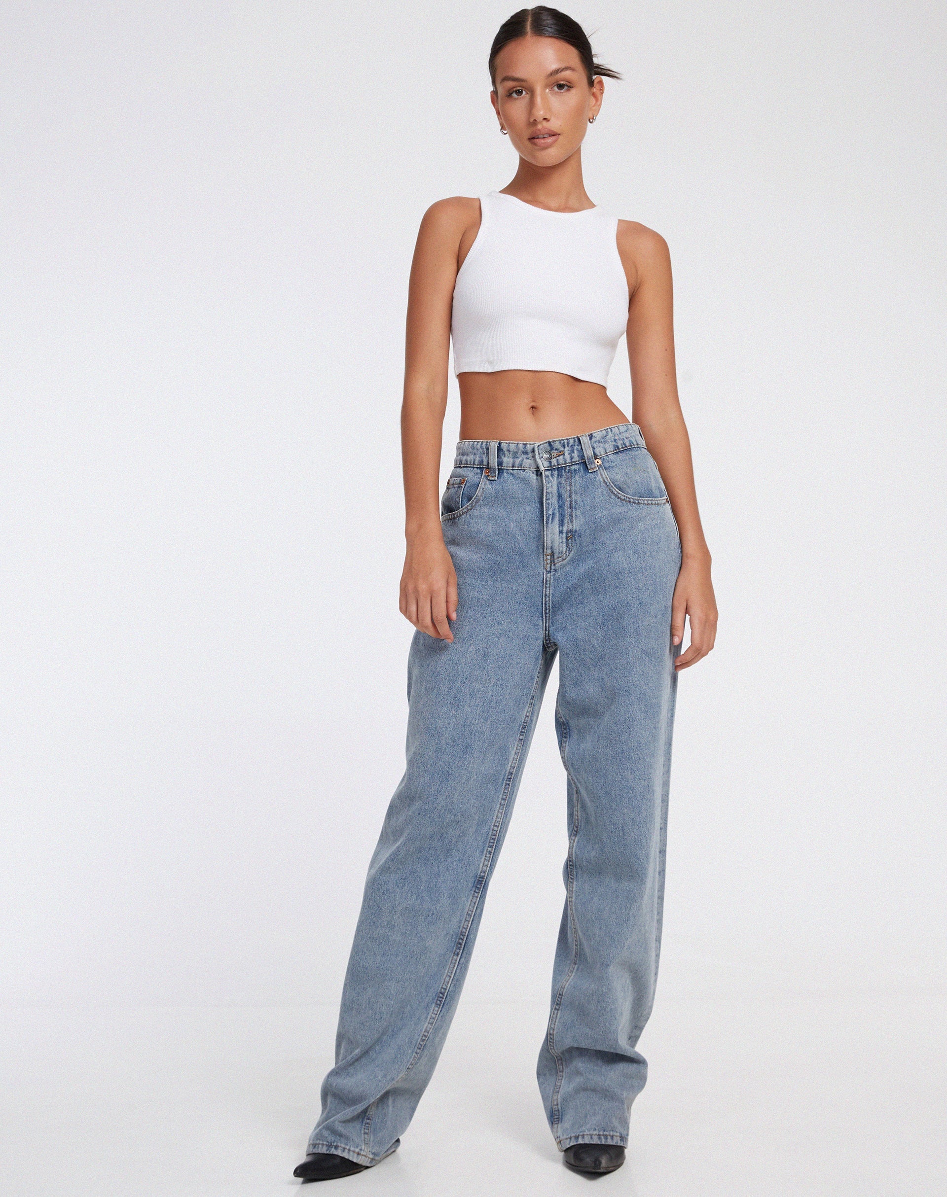 immagine di Leah Crop Top a coste bianco