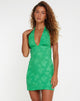 immagine di Leana Mini Dress in raso rosa verde giada
